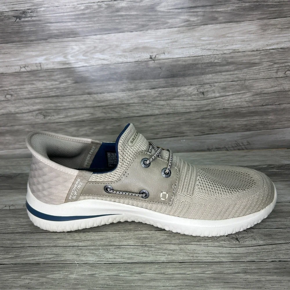 Skechers Delson 3.0 Roth Hands Free Slip-Ins Men's Shoes Taupe Size 8.5 Boat